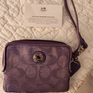 Small Coach Wristlet in Signature Jacquard